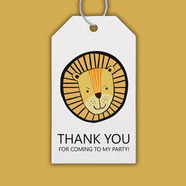 Tack för Födelsedagsfesten lejona pojkar Presentetikett (Wild One Lion First Birthday Thank You gift tag. Personalized kids party supplies & decor.)