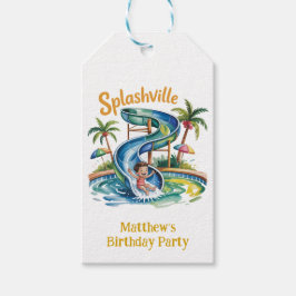 Tack för Födelsedagsfesten Splashville Vatten Slid Presentetikett