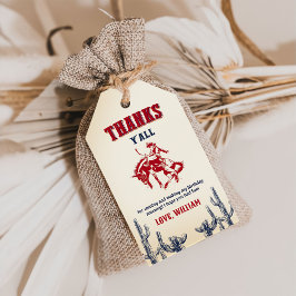 Tack för födelsedagsfirande i Vilda Västern Cowboy Presentetikett