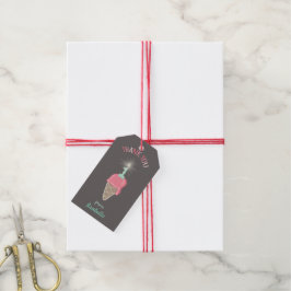 Tack för födelsedagsfirande - Rosa iskon flicka 1 Presentetikett