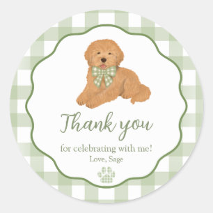 Tack för födelsedagspresent Goldendoodle Runt Klistermärke