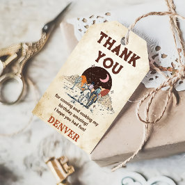 Tack för  för vilda western CowboyFödelsedagsfest  Presentetikett