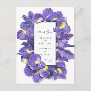 Tack för förbluffande Lila Irises Watercolor Blomm Vykort