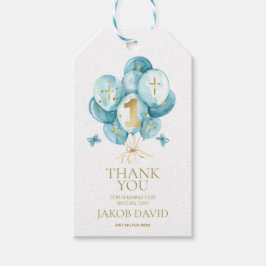 Tack för första födelsedag för baptism presentetikett