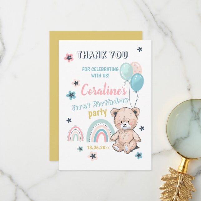 Tack för första födelsedagen. kort (Fram/Back In Situ)