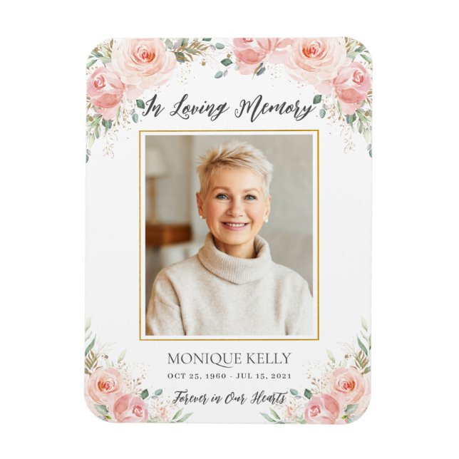 Tack för foto för  Rosa Blommigt -  Magnet (Vertikal)