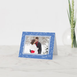 Tack för foto för vintersnögubbebröllop kort