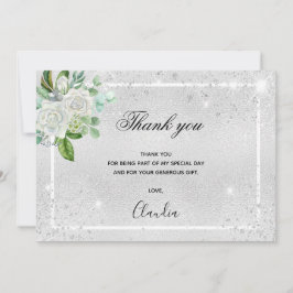 Tack för foto på födelsedagen silver glitter blomm