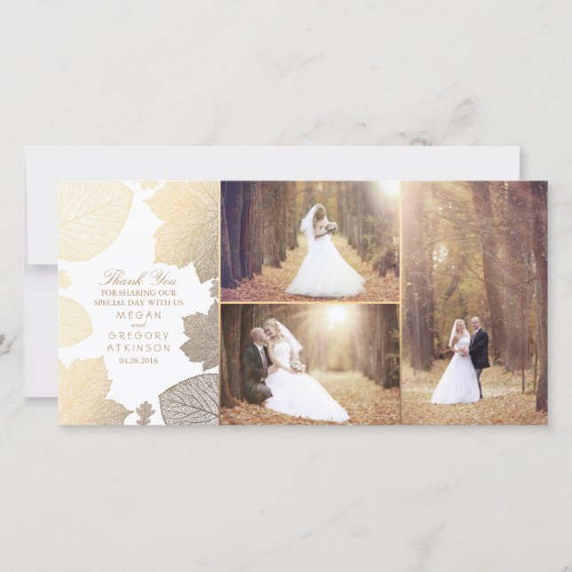 Tack för fotofoto i guld Höst löv Bröllop (Framsida)