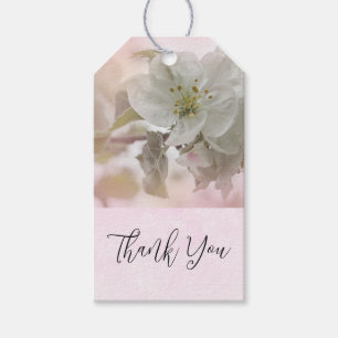 Tack för fotografi av vit äppelBlommar Presentetikett