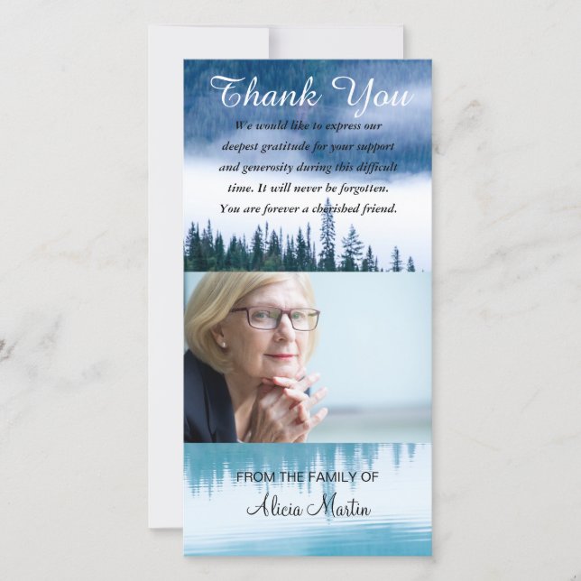 Tack för fotosympati minnes- reflexion för sjö kort (Framsida)