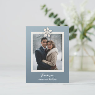 Tack för fototacket för vinterblomman bröllop vykort