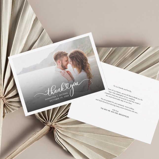 Tack för fotoutskrivet Bröllop-kort Anteckningskort (Couples Photo Wedding Thank You Card)