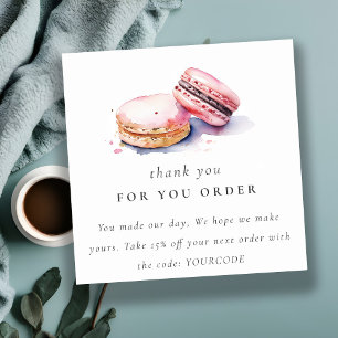 Tack för Fransk av vattenfärg för Macarons bakverk Fyrkantigt Visitkort