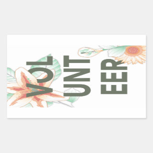 Tack för frivilliga blommor rektangulärt klistermärke