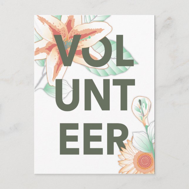 Tack för frivilliga blommor vykort (Framsida)