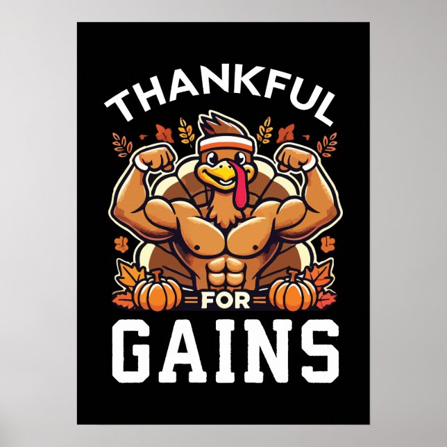 Tack för Gains - Thanksgiving Gym Poster (Framsidan)