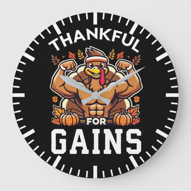 Tack för Gains - Thanksgiving Gym Stor Klocka (Framsida)