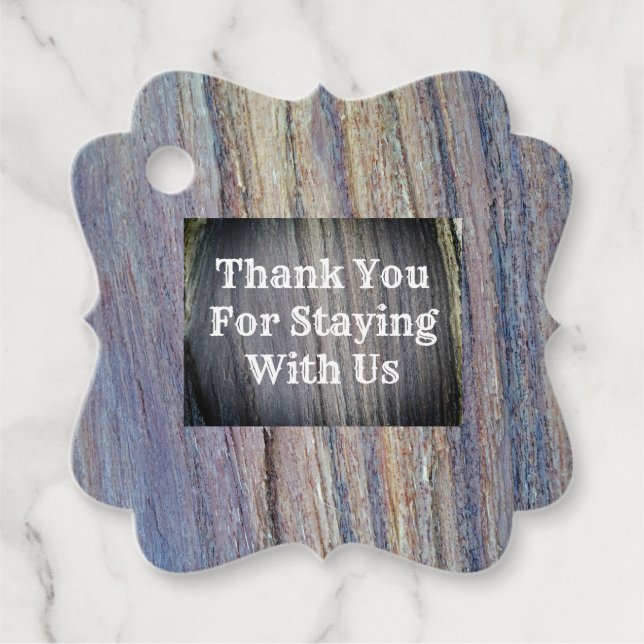 Tack för gästavskrivning, Rustic Woodgrain Gåvor Etiketter (Framsida)