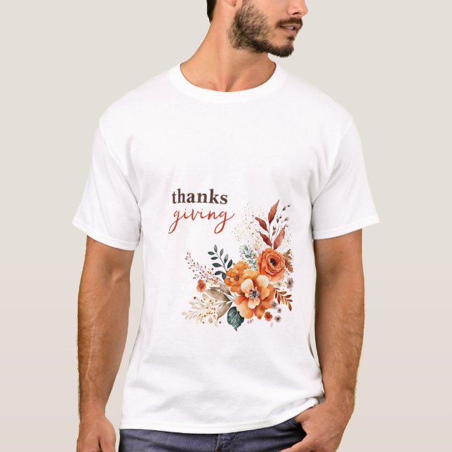 Tack för ge blommigt t shirt (Framsida)