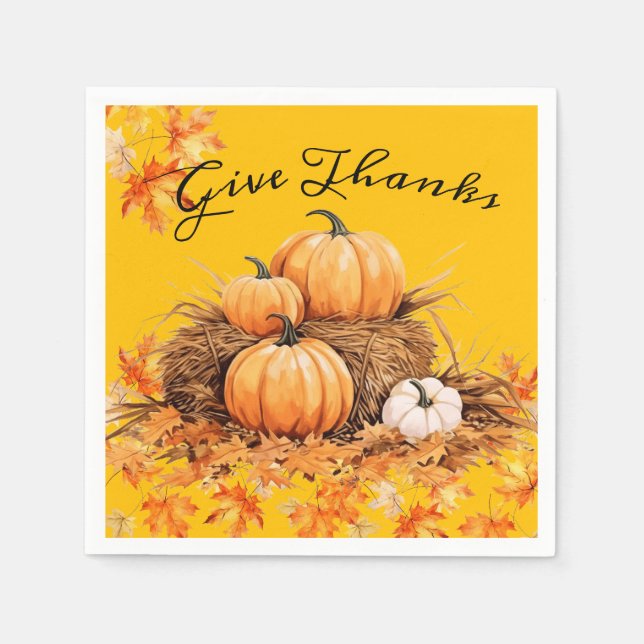 "Tack för Ge" - fall/Thanksgiving Pappersservett (Framsidan)