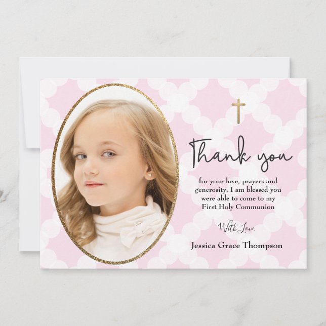 Tack för Girly First Heliga Communion-foto (Framsida)