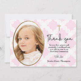 Tack för Girly First Heliga Communion-foto Kort