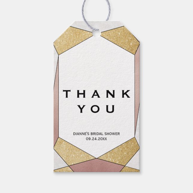 Tack för Glam Geometric Diamond Presentetikett (Framsidan)