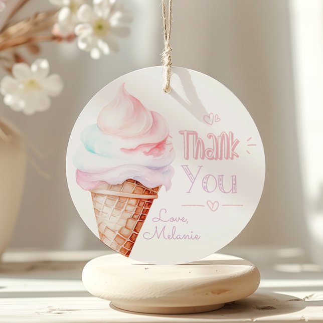 Tack för glass födelsedagsfest gåvor etiketter (Skapare uppladdad)