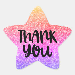 Tack för glitter-klistermärket stjärnformat klistermärke