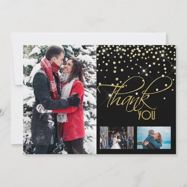 Tack för gnistran DIY 3 fotot guld svart glitter (Framsida)