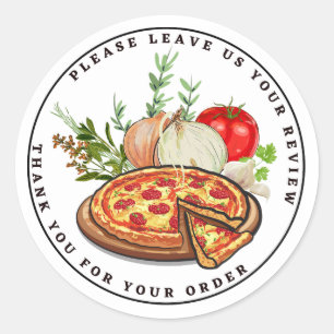 Tack för granskning av Pizza och Örter Teckning Lä Runt Klistermärke