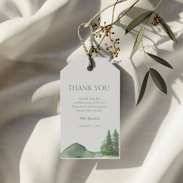 Tack för Gräs Bröllop tack för skogen i skogsområd Presentetikett (Skapare uppladdad)