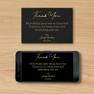 Tack för grattis på födelsedagen svart guld digita kort