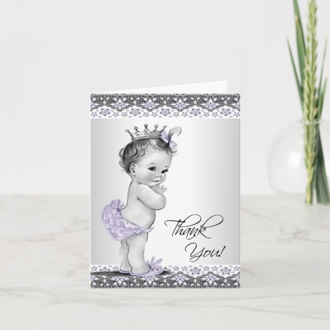 Tack för gratulationer till lila prinsessans baby  kort (Framsida)