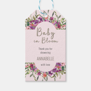 Tack för gratulationerna - Baby in Bloom Blush Flo Presentetikett