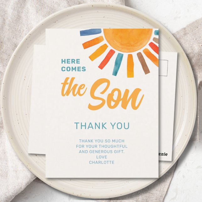 Tack för gratulationerna på Sunshine Boys babyfest Vykort (Skapare uppladdad)