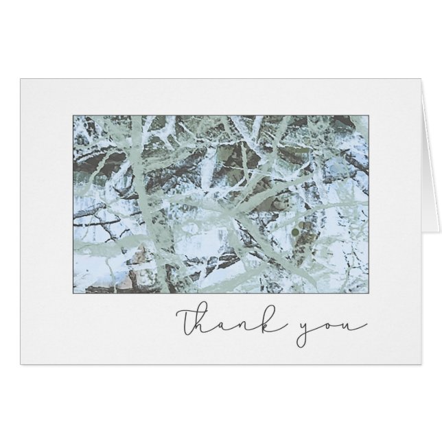 Tack för Grönt Abstrakt Blek Art. Hälsningskort (Framsidan Horizontal)