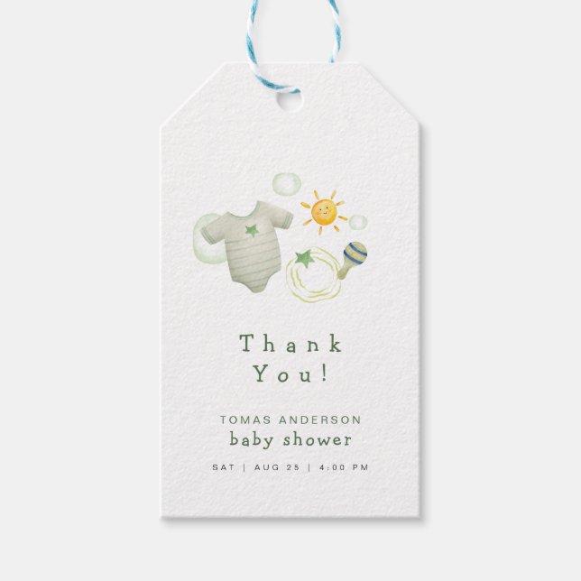 Tack för Grönt av könsneutrala Barnkläder Presentetikett (Framsidan)