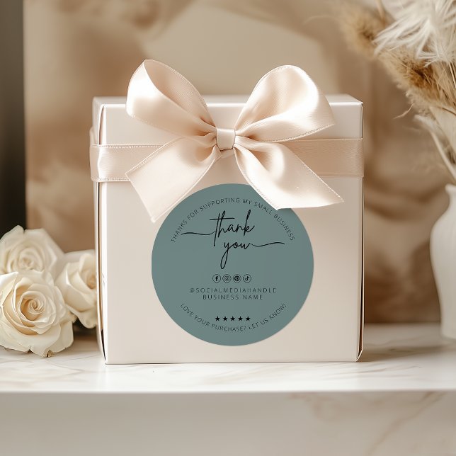 Tack för Grönt för anpassningsbar - sida - etikett (Custom Sage Green Sticker Thank You Label)