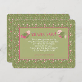 Tack för grönt och Rosa av burfåglar för spädbarn