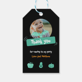 Tack för grönt och svart Halloween-födelsedag Presentetikett