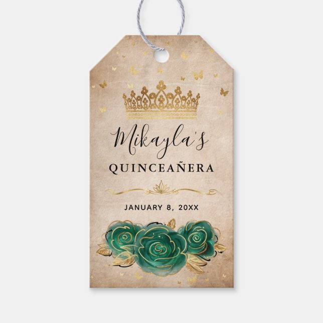 Tack för grönt Ro Krona Guld Presentetikett (Framsidan)