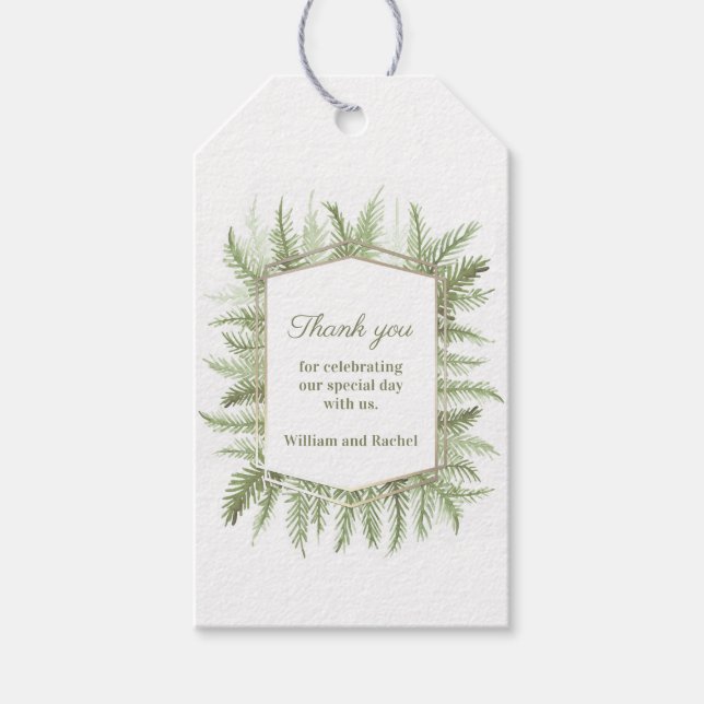 Tack för grönten för vinter-bröllop, lövfärgen presentetikett (Framsidan)