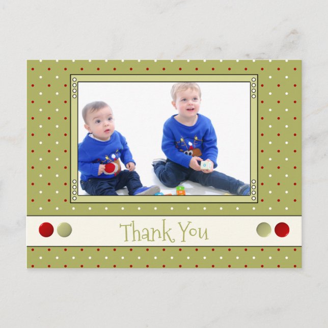 Tack för grönten med julklappar med foto vykort (Framsida)