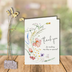Tack för Grönten Wildblommor Baby Shower Kort