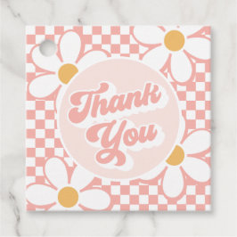 Tack för Groovy Baby Rosa Check Daisy Gåvor Etiketter
