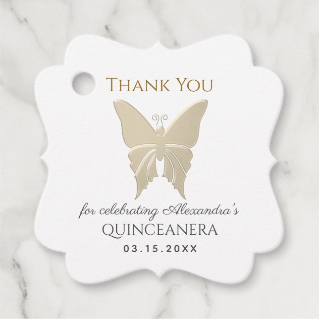 Tack för Gul Quinceanera Gåvor Etiketter (Framsida)