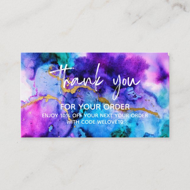 Tack för Guld Blue Lila Loyalty Card 2 Visitkort (Framsida)