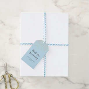 Tack för Guld Confetti Blue Baby Shower Presentetikett
